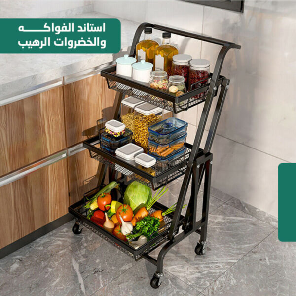 ارفف المطبخ مكونة من ثلاث طبقات مصممة مع سلة تجعل تخزينك اليومي للمواد أسرع وأكثر راحة. - novoloo
