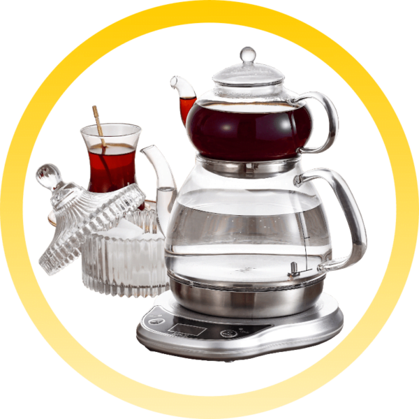 إبريق مع براد شاي مصنوع من زجاج مقاوم للحرارة عالي الجودة لاعداد الشاي التركي على أصوله - novoloo