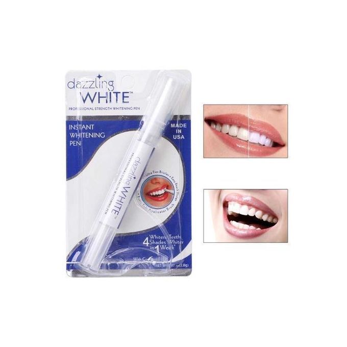 "احصل على أسنان بيضاء ومشرقة بسهولة مع قلم تبييض الأسنان Dazzling White. تعرف على كيفية الاستفادة من هذا القلم الفعّال الذي يحتوي على بيروكسيد الهيدروجين والذي يمكن أن يكون مفتاح الابتسامة الساطعة لك!" - novoloo
