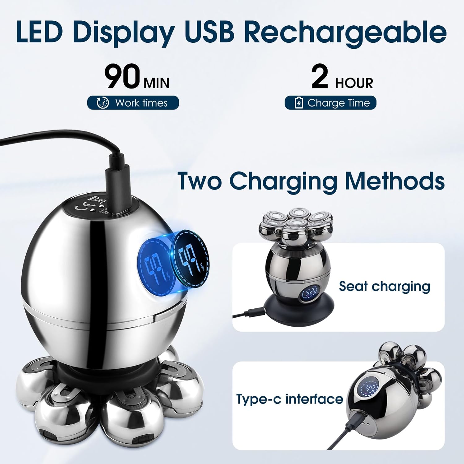 ماكينة حلاقة الرأس والذقن الكهربائية مقاومة للماء - novoloo ماكينة حلاقة الرأس والذقن الكهربائية مقاومة للماء - الصورة 9