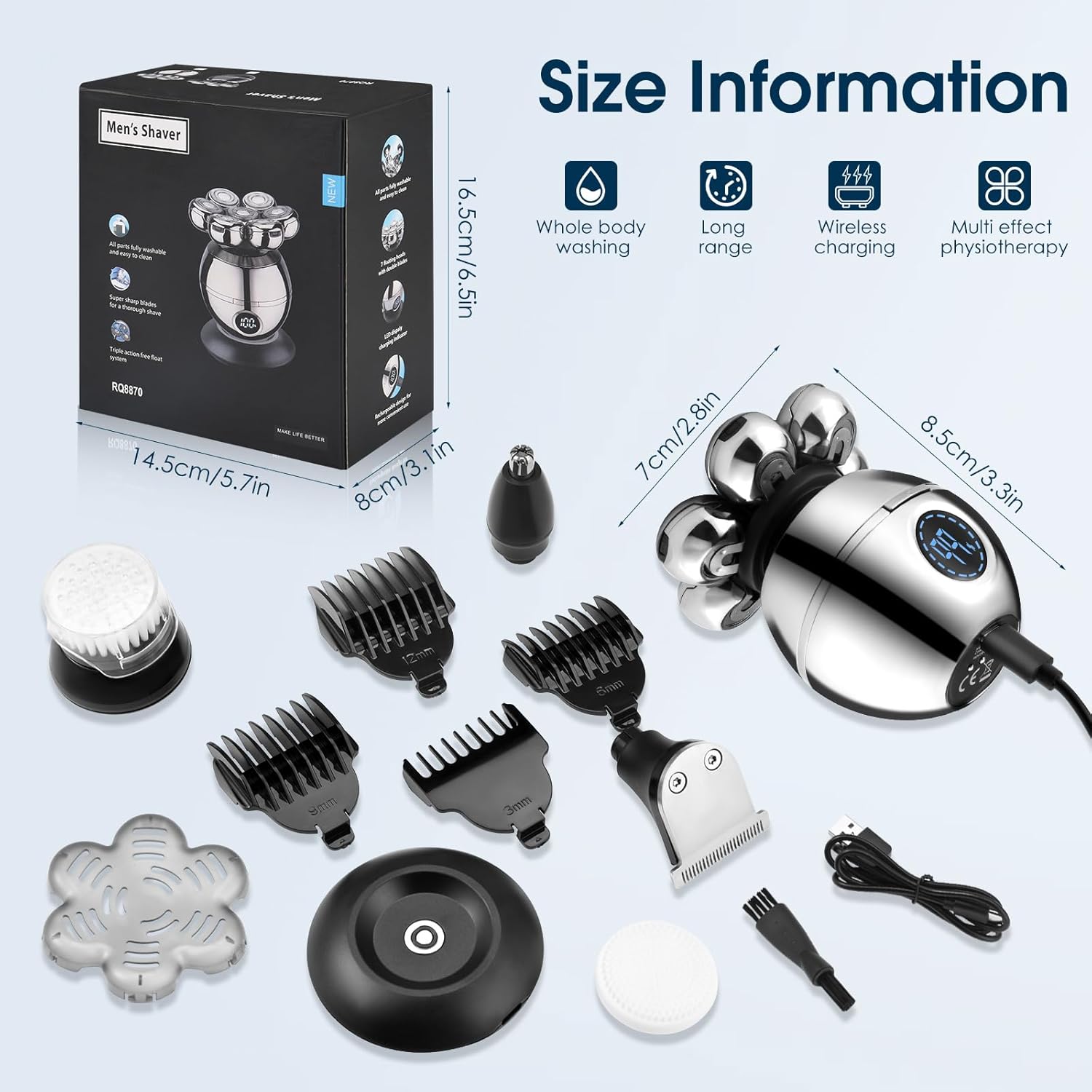 ماكينة حلاقة الرأس والذقن الكهربائية مقاومة للماء - novoloo ماكينة حلاقة الرأس والذقن الكهربائية مقاومة للماء - الصورة 4